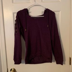 Purple Sweater hoodie with Arm Lacing
